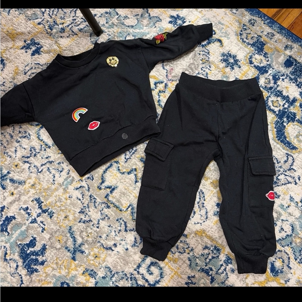 Madden Girl Black Kids Set with Colorful Patches